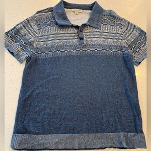 XL Frye & Co Pullover Sweater Men Multi Aztec Knitted Ribbed Collared Short Slee